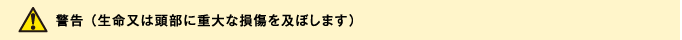警告 （生命又は頭部に重大な損傷を及ぼします）