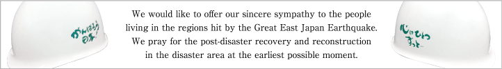 We would like to offer our sincere sympathy to the people living in the regions hit by the Great East Japan Earthquake.We pray for the post-disaster recovery and reconstruction in the disaster area at the earliest possible moment.
